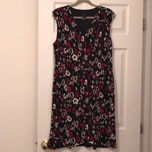 Navy print, jersey faux wrap dress